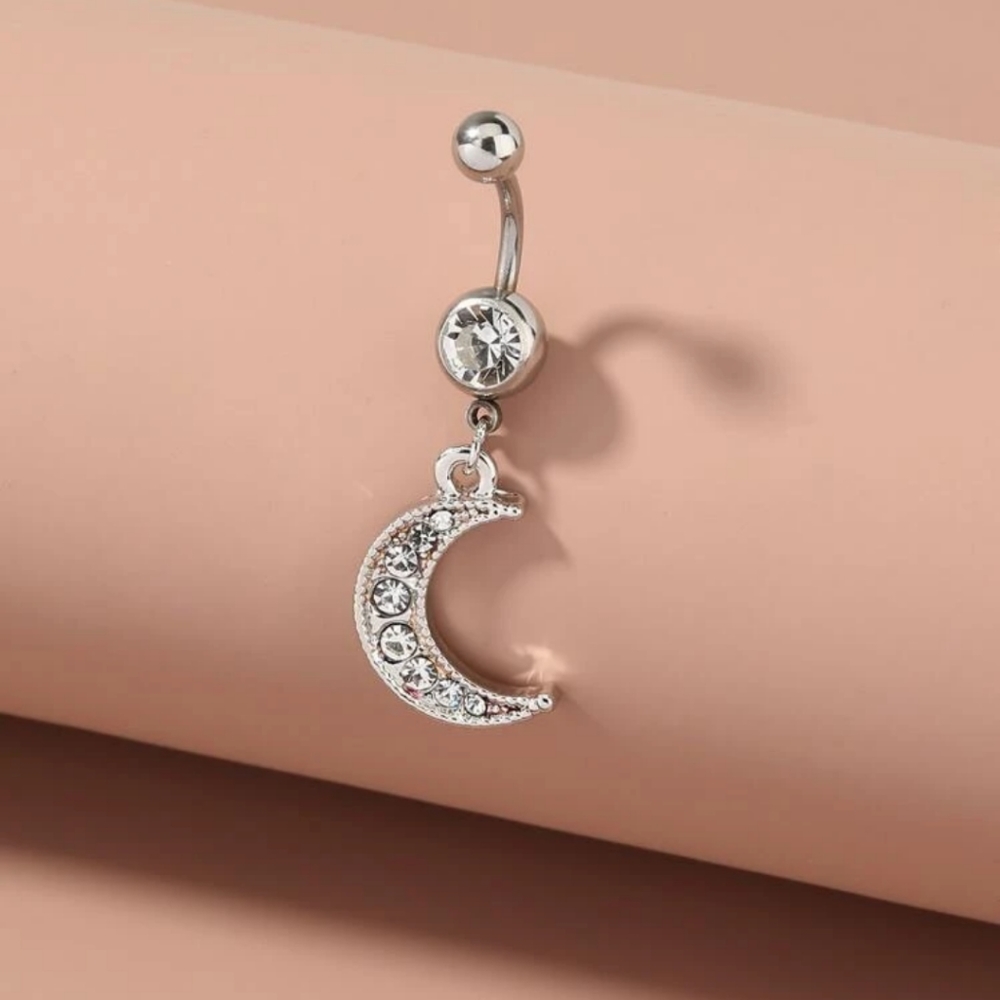 Rhinestone Moon Glow Naval Ring